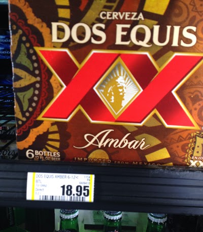 Image of a six pack of beer priced at $18.95