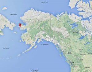 Image of a map of Alaska pinpointing Teller, AK