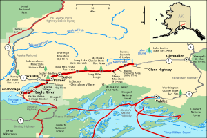Image of a map of the Glenn Highway