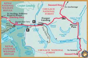 Image of a map of the Sterling Highway